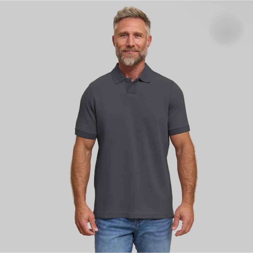 NWT RYE 51 The Yates Polo Shirt Mens Large Charcoal Sand Washed Double Knit